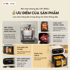Nồi Chiên Không Dầu Bear AF-4H15J - Thiết Kế Kim Loại Bền Đẹp, Nấu Nướng Thoải Mái, Thực Phẩm An Toàn Không Mỡ