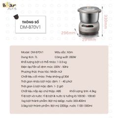 Máy trộn bột Bear DM-B70V1 7L - Thiết bị làm bánh đa năng với chức năng trộn và ủ bột hoàn hảo, dễ dàng tạo bánh ngon tại nhà.