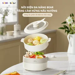 Nồi Nấu Điện Đa Năng Bear MC-4H16F - 1.6L, 800W, Thích Hợp Nấu Lẩu, Mì, Súp, Chiên Xào, Hấp Cho Gia Đình Nhỏ