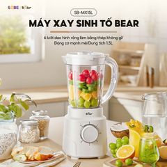Máy xay sinh tố đa năng Bear SB-MX15L 1.5L 700W - Thiết kế nhỏ gọn, 6 chế độ xay, lưỡi dao inox 304, phù hợp cho sinh tố và nước ép