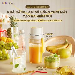 Máy Xay Sinh Tố Bear SB-MX04K 70W - Lưỡi Dao 12 Cánh Sắc Bén, Thiết Kế Tiện Lợi, Sạc USB, Pin Lithium 1200mAh