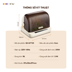 Máy Tiệt Trùng Bear SB-MTT20 - Đảm Bảo An Toàn Sức Khỏe Trẻ Nhỏ, Dung Tích 18L, Tiệt Trùng Bằng UVC, Bảo Hành 18 Tháng