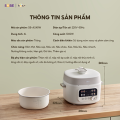 Nồi Áp Suất Bear 4L SB-AS40W - Thiết Bị Nấu Ăn Thông Minh 1300W Màu Trắng, Tiết Kiệm Thời Gian, Bảo Hành 18 Tháng