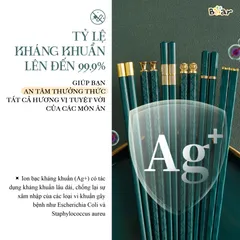 Bộ Đũa Nhựa BEAR Kháng Khuẩn 6 Đôi, Chất Liệu An Toàn, Thiết Kế Sang Trọng, Phủ Nano Bạc Chống Trơn Trượt, CX-E0102