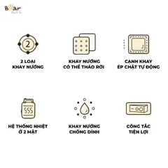 Máy Nướng Bánh Đa Năng Bear DBC-C06M1 - Nướng Sandwich, Crepe, Waffle, Rán Trứng và Xúc Xích - Thiết Bị Gia Dụng An Toàn, Chống Dính 600W