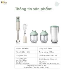 Máy Xay Đa Năng BEAR JBQ-B50E1 - Xay Ăn Dặm, Cháo, Tỏi Ớt, Đánh Trứng, Inox 304, Công Suất 500W, Tiện Lợi, Tháo Rời Dễ Vệ Sinh