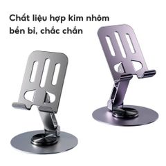 Giá đỡ điện thoại kim loại K72 xoay 360 độ - Chắc chắn, bền bỉ, phù hợp với mọi dòng điện thoại - Màu xám và tím đẹp mắt