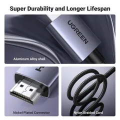 Cáp HDMI Ugreen 4K Dài 3M - Kết Nối Chất Lượng Cao cho Tivi, Máy Tính, Đầu Phát Media