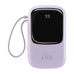 Pin Dự Phòng Baseus Airpow 20.000mAh Sạc Nhanh 20W với Dây Cáp Lightning - Thiết Kế Nhỏ Gọn, Màu Tím Pastel Thời Trang