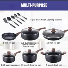 Bộ Nồi Chảo 16 Món Allgetc Chất Liệu Chống Dính - An Toàn Không Chứa PFOS/PFOA - Dụng Cụ Nấu Ăn Thông Minh Mỹ