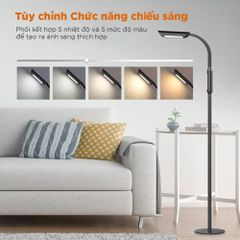 Đèn cây LED Taotronics TT-DL060 bằng kim loại - Đèn bàn/đèn cây thông minh 12W, điều chỉnh độ sáng và nhiệt độ màu 3000K-6500K