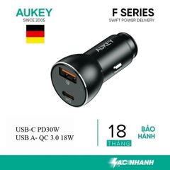 Tẩu Sạc Nhanh 48W AUKEY CC-Y48 Cho Xe Hơi - USB C PD 30W & QC 18W, Bảo Vệ Tối Ưu, Nhỏ Gọn, Sạc Tốc Độ Cao Cho Điện Thoại, Máy Tính Bảng