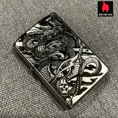 Zippo 205 Khắc Long Bộ Tứ Linh - Zippo Khắc Laser Sâu, Quà Tặng Sang Trọng Cho Người Sưu Tập