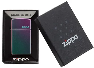 Bật Lửa Zippo Slim® Iridescent – Bật Lửa Logo Zippo Màu Ánh Cầu Vồng, Hàng Chính Hãng USA, Quà Tặng Độc Đáo
