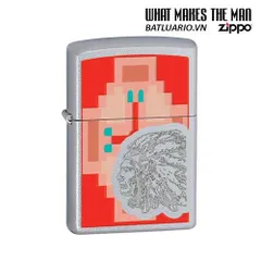 Bật Lửa Zippo 28068 - Hình Ảnh Anh Hùng Chief Ấn Độ Màu Satin Crôm - Quà Tặng Phong Cách Thời Trang Nam