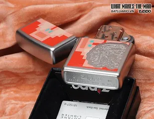 Bật Lửa Zippo 28068 - Hình Ảnh Anh Hùng Chief Ấn Độ Màu Satin Crôm - Quà Tặng Phong Cách Thời Trang Nam