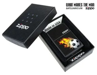 Bật Lửa Zippo 28302 - Bật Lửa Thể Thao Soccer Đen Bóng Mờ - Quà Tặng Dành Cho Người Hâm Mộ Bóng Đá