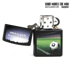 Bật Lửa Zippo 28301 - Football in Stadium Black Matte, Quà Tặng Thể Thao Cho Người Hâm Mộ Bóng Đá