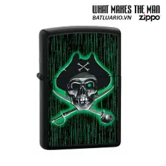 Bật Lửa Zippo 24261 - Họa Tiết Skull And Cross Swords Cướp Biển - Bật Lửa Đen Mat, Quà Tặng Dành Cho Người Yêu Thích Phong Cách Cá Tính