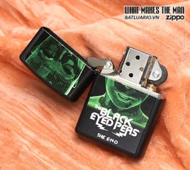 Bật Lửa Zippo 28026 Black Matte - Bật Lửa Chất Liệu Cao Cấp Họa Tiết Black Eyed Peas The End, Quà Tặng Fan Nhạc