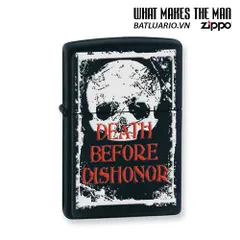 Bật Lửa Zippo 24711 Death Before Dishonor - Đen Mờ, Quà Tặng Thú Vị Cho Người Yêu Thích Thương Hiệu Zippo