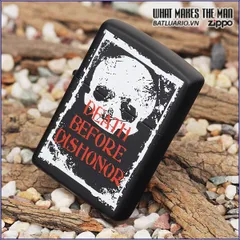 Bật Lửa Zippo 24711 Death Before Dishonor - Đen Mờ, Quà Tặng Thú Vị Cho Người Yêu Thích Thương Hiệu Zippo