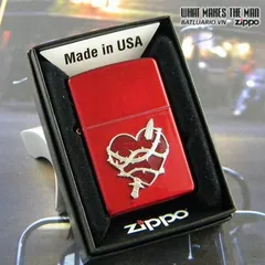 Bật Lửa Zippo 21081 - Màu Đỏ Candy Apple Heart Attack, Quà Tặng Độc Đáo cho Người Đam Mê Zippo