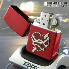 Bật Lửa Zippo 21081 - Màu Đỏ Candy Apple Heart Attack, Quà Tặng Độc Đáo cho Người Đam Mê Zippo