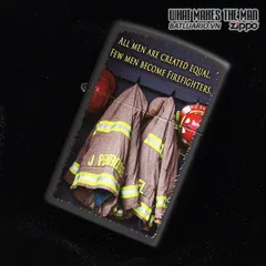 Bật Lửa Zippo 28316 - Hình Lính Cứu Hỏa Áo Choàng Đen Mờ - Quà Tặng Thú Vị Cho Fan Zippo