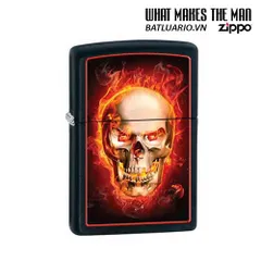 Bật Lửa Zippo 28307 - Burning Skull Black Matte Design, Quà Tặng Độc Đáo Cho Người Sưu Tầm và Yêu Thích Phong Cách Hầm Hố