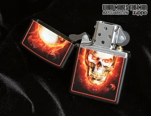 Bật Lửa Zippo 28307 - Burning Skull Black Matte Design, Quà Tặng Độc Đáo Cho Người Sưu Tầm và Yêu Thích Phong Cách Hầm Hố