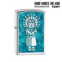 Bật Lửa Zippo 28049 - Bật Lửa Crôm Đánh Bóng Indian Chính Hãng, Quà Tặng Độc Đáo Cho Người Sưu Tập