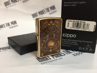 ZIPPO 204B Golden Spade - Bật Lửa Kim Loại Chất Lượng Cao, Phong Cách Thời Trang Cho Người Yêu Thích Đồ Sưu Tầm