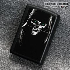 Bật Lửa Zippo 28436 - Bật Lửa Matte Đen Hình Skull Nón Hooded, Quà Tặng Dành Cho Fan Kinh Dị Thời Trang
