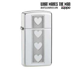 Bật Lửa Zippo Slim Heart Bóng Crôm 28476 - Bật Lửa Chất Lượng, Quà Tặng Lý Tưởng Cho Fan Zippo