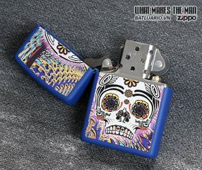 Bật Lửa Zippo Day Of The Dead Royal Blue Matte - Bật Lửa Chất Liệu Bền, Thiết Kế Độc Đáo Cho Fan Của Ngày Cái Chết
