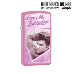 Bật Lửa Zippo Elvis Love Me Tender Slim Hồng Mờ 28481 - Quà Tặng Fan Hâm Mộ Âm Nhạc Kinh Điển