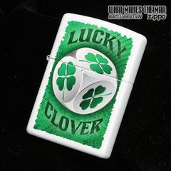 Bật Lửa Zippo 28298 - Lucky Clover Dice Matte Trắng, Quà Tặng Chất Lượng Cao Cho Người Yêu Thích Bộ Đồ Đùa Giỡn