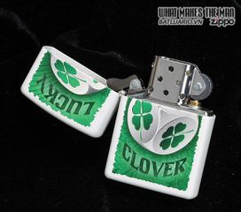 Bật Lửa Zippo 28298 - Lucky Clover Dice Matte Trắng, Quà Tặng Chất Lượng Cao Cho Người Yêu Thích Bộ Đồ Đùa Giỡn