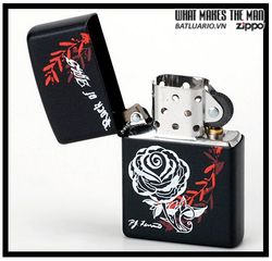 Bật Lửa Zippo 24556 - Màu Đen Matte Họa Tiết Hoa Hồng, Quà Tặng Độc Đáo Cho Những Người Yêu Thích Zippo