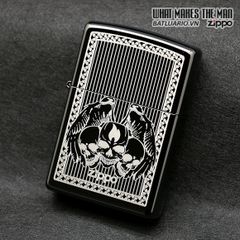 Bật Lửa Zippo Ebony Winged Skulls 28678 - Thiết Kế Hình Đầu Xương Màu Đen Cổ Điển, Quà Tặng Độc Đáo Cho Người Yêu Thích Zippo