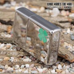 Bật Lửa Zippo A Bit O' Luck Cỏ 4 Lá - Mặt kính bóng Chrome, Hàng chính hãng Mỹ 100%, Quà tặng độc đáo cho tín đồ Zippo