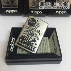 Zippo 205 Khắc Khang - Bộ Tứ Quý An Khang Thịnh Vượng - Quà Tặng Sang Trọng Cho Người Yêu Thích Sưu Tập Zippo