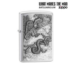 Zippo 29637 - Móc Khóa Chrome Mờ Hình Đại Bàng Đấu Rắn - Quà Tặng Độc Đáo cho Người Yêu Thích Zippo