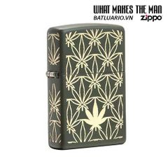 Zippo 29589 - Bật Lửa Màu Xanh Nhám Họa Tiết Lá - Quà Tặng Mỹ Nghệ Cao Cấp Cho Người Yêu Thích Thể Thao Và Du Lịch