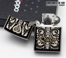 Zippo Khắc Laser Queen Black Ice - Khui Rượu Sang Trọng, Quà Tặng Dành Cho Người Hâm Mộ Nữ Hoàng