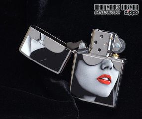 Bật Lửa Zippo 28274 - Bật Lửa High Polished Chrome Chuyên Dụng Với Hình Ảnh Kính Mát Thời Trang