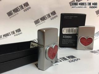 Zippo 29410 Hình Trái Tim Lấp Lánh Satin Chrome - Bật Lửa Sang Trọng và Thời Trang Cho Người Yêu Quà Tặng Thú Vị