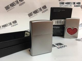 Zippo 29410 Hình Trái Tim Lấp Lánh Satin Chrome - Bật Lửa Sang Trọng và Thời Trang Cho Người Yêu Quà Tặng Thú Vị