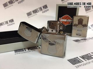 Zippo 28982 - Bật Lửa Polished Chrome Harley Davidson Kiểu Dáng Độc Đáo, Quà Tặng Thích Hợp Cho Người Hâm Mộ Xe Máy